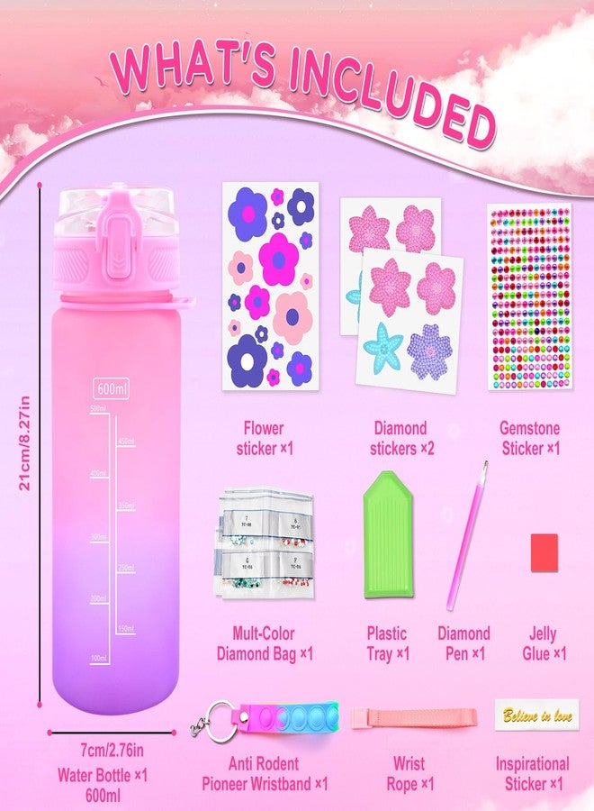 ASIOWELY Decorate Your Own Water Bottle Kits for Girls Age 4-12, Flower Diamond Painting Art and Crafts for Boys Age 4-6-8-10, Fun Gifts Toys for School Birthday Valentines Day - Image 3
